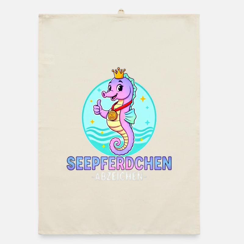 Seepferdchen Abzeichen mit Farbverlauf Organic Geschirrtuch