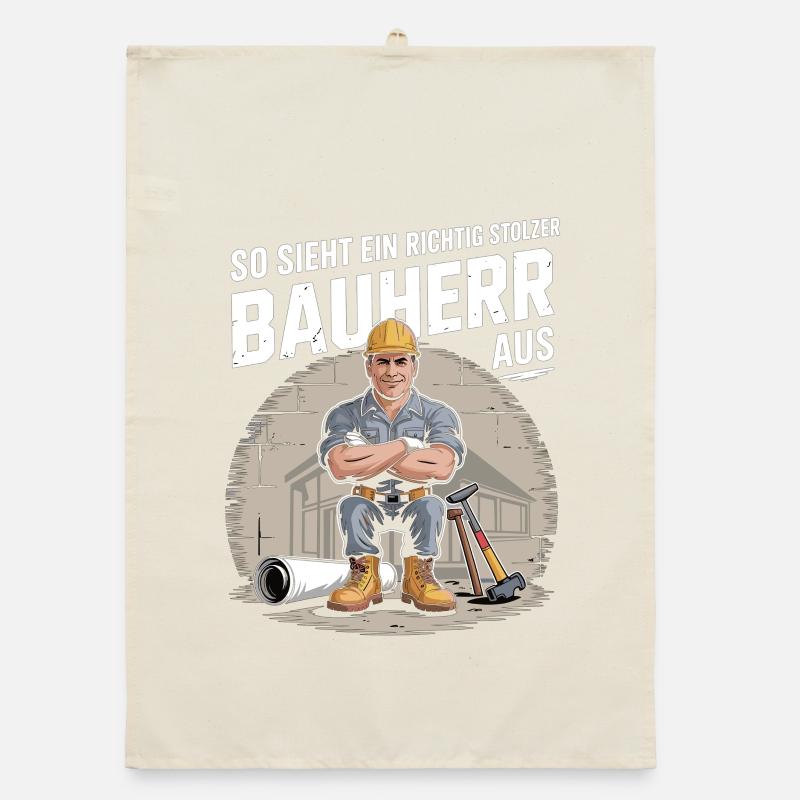 Fier constructeur avec casque et outils Torchon bio