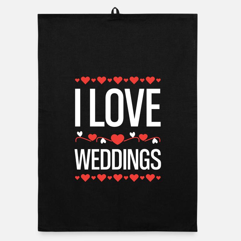 J’aime les cœurs de mariages Torchon bio