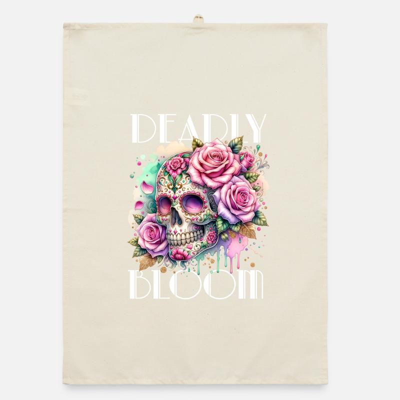 Fleurs Crâne Beauté Floraison Torchon bio