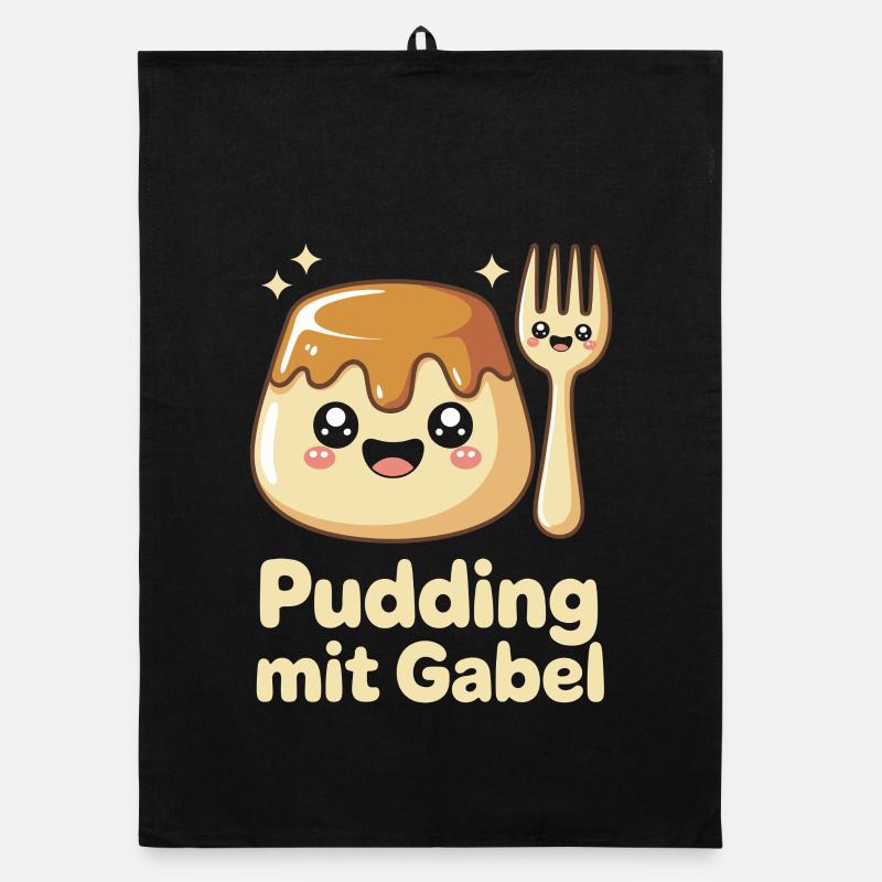 Pudding Mit Gabel Organic Geschirrtuch