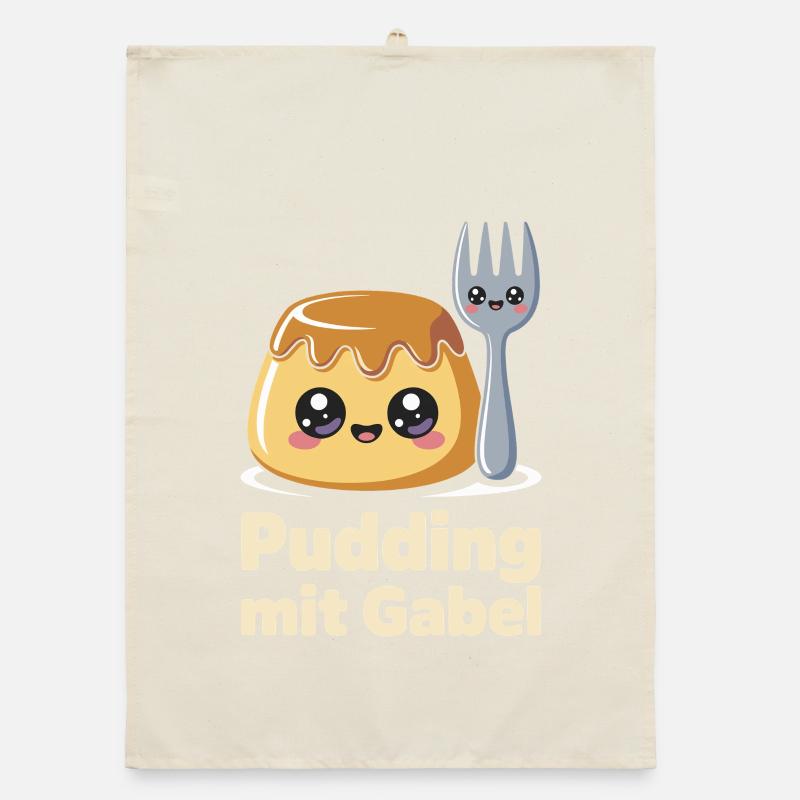 Pudding Mit Gabel Organic Geschirrtuch