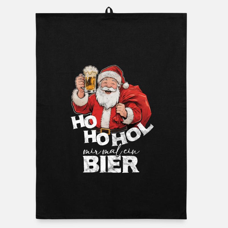 Ho ho Get me a beer Santa Christmas Organic dish towel