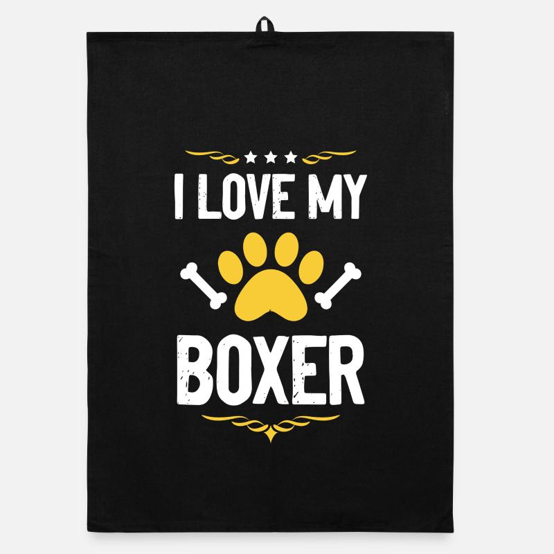 Ich liebe meinen Boxer – Pfote & Knochen Organic Geschirrtuch