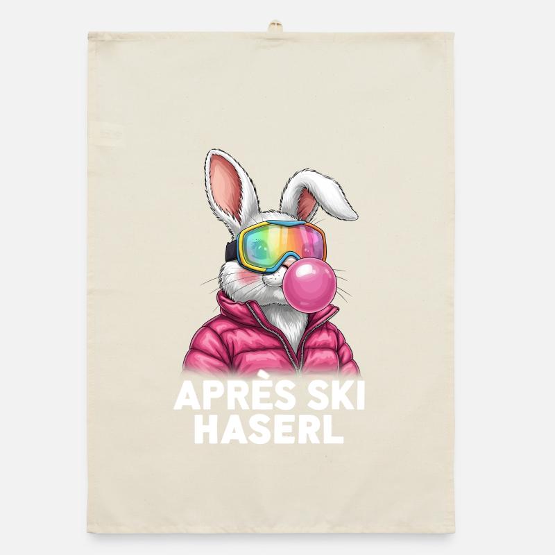 Après-ski bunny Pink Bubble Gum Organic dish towel