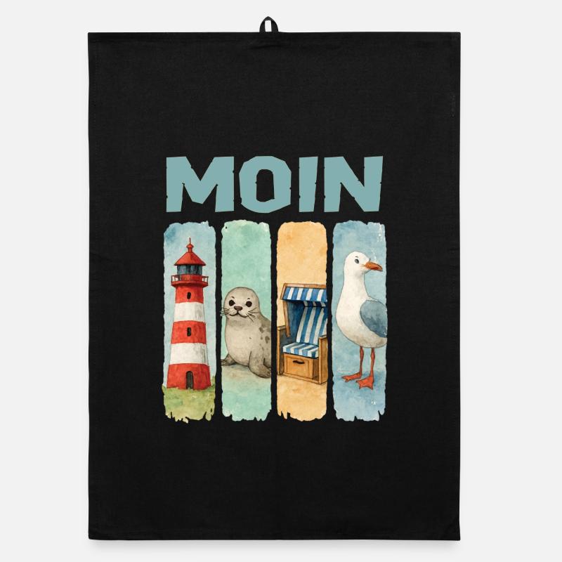 Moin lighthouse seal beach chair seagull coast Organic dish towel