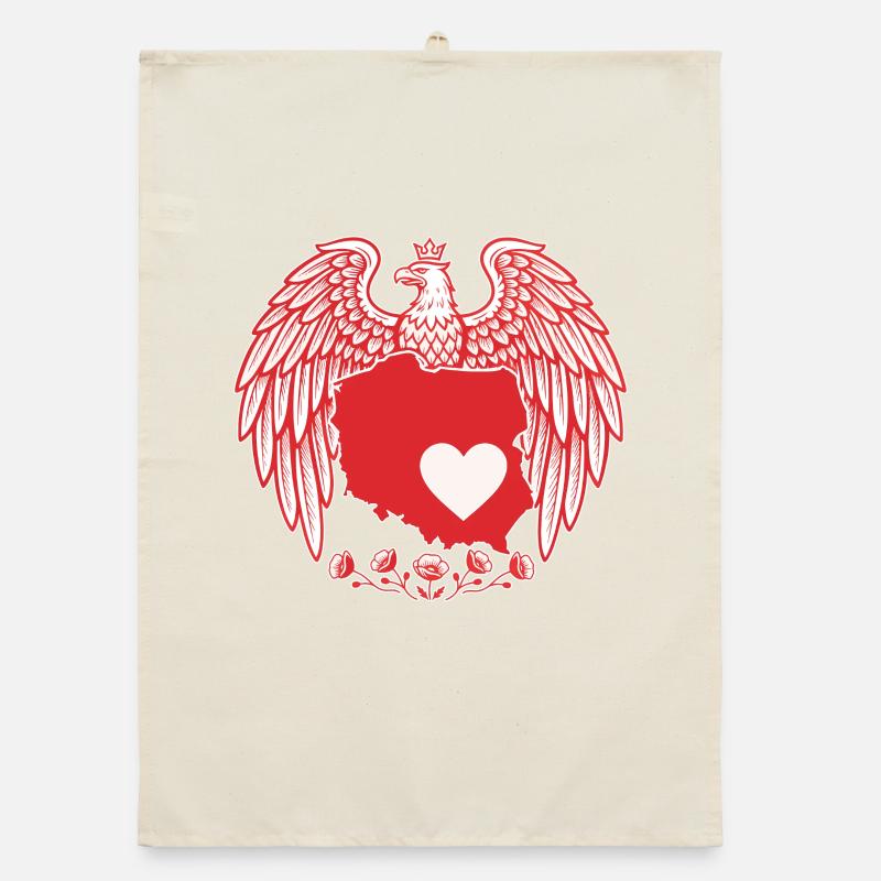Polish Eagle Heart Map Design Organic dish towel