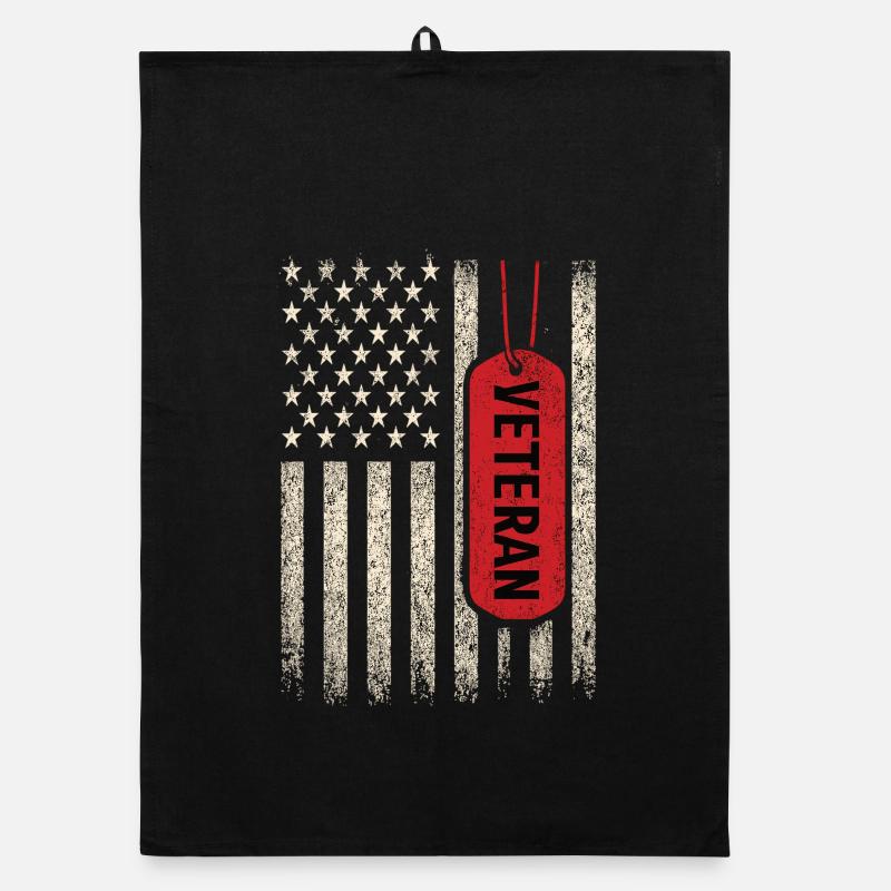 Plaque d’identité vétéran des États-Unis Drapeau Look rétro Torchon bio