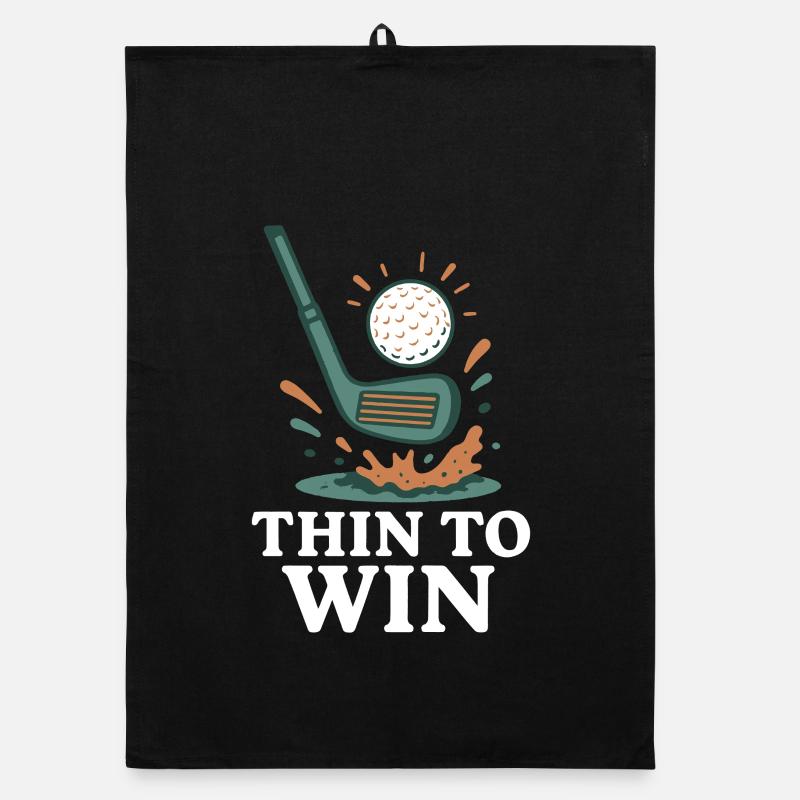 Thin To Win Funny Golf Player Design Organic dish towel