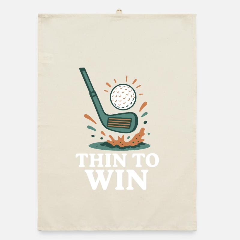 Thin To Win Funny Golf Player Design Organic dish towel