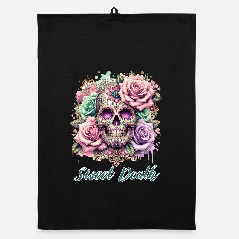 Flowers Skull Beauty Bloom Organic dish towel