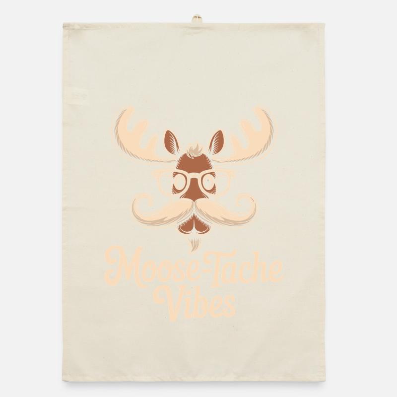 Humor Tier Elch Witz Schnurrbart Organic Geschirrtuch
