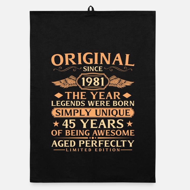 Original 1981 Vintage - 45th Birthday Organic dish towel