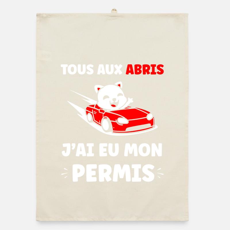 Panda in Red Cabrio Allowed Organic dish towel