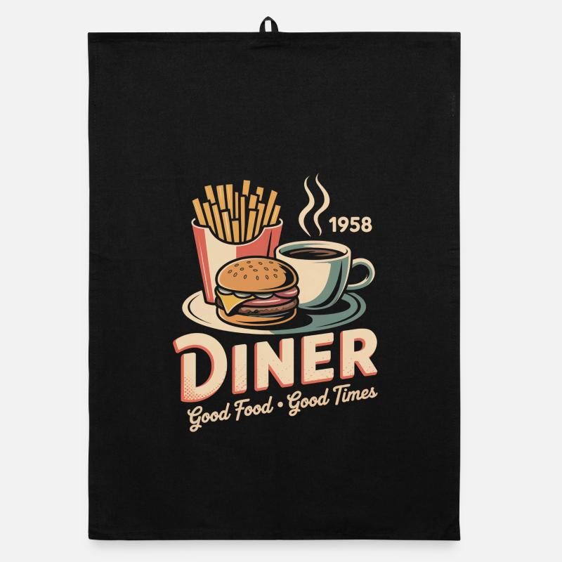 Vintage Diner Werbung - Organic Geschirrtuch - Schwarz