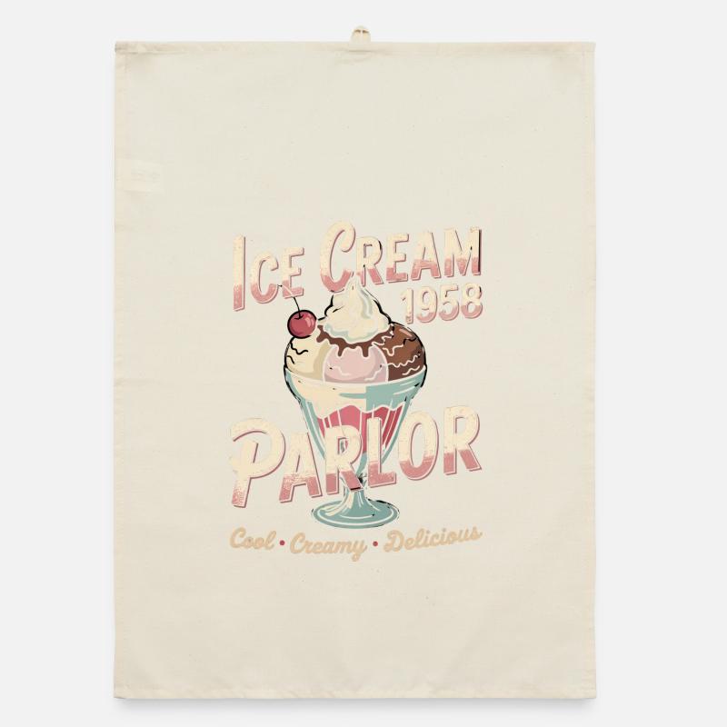 Vintage Eiscreme Werbung Organic Geschirrtuch
