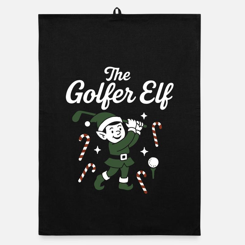 Le Golfeur Elf Drôle Golf Noël Torchon bio
