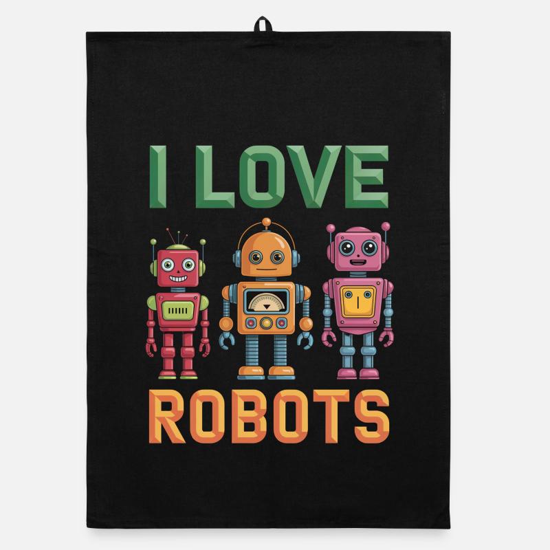 Retro Roboter Organic Geschirrtuch