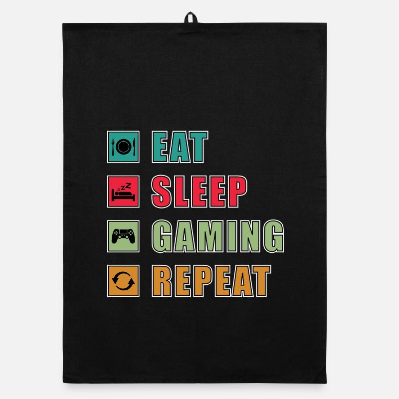 Eat Sleep Gaming Repeat Design Organic dish towel
