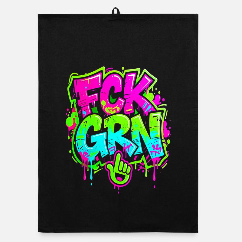 FCK GRN Graffiti Organic dish towel