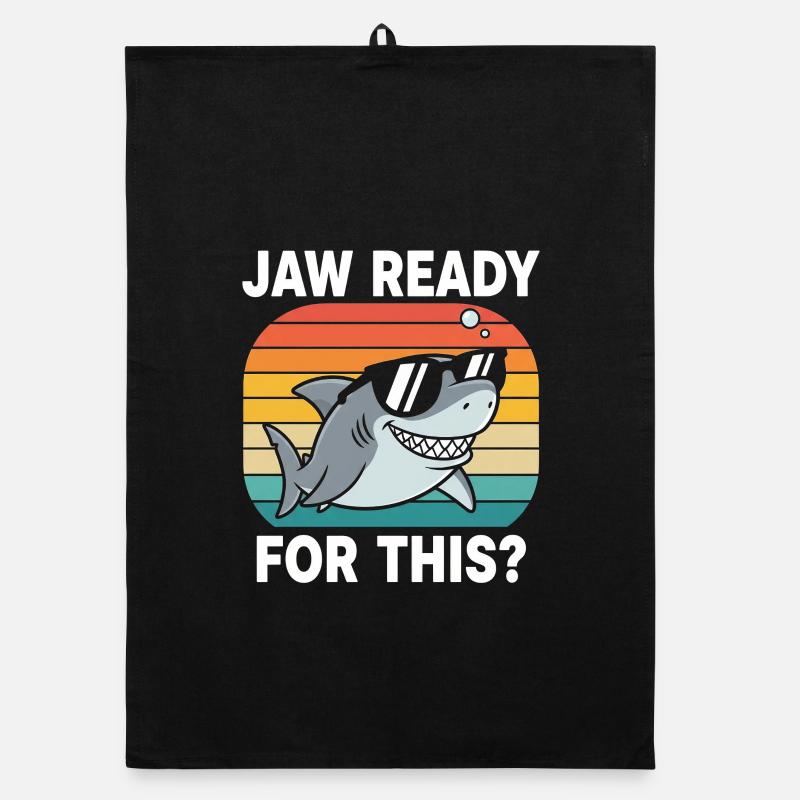 Cooler Hai Retro Look Jaw Ready for This? Organic Geschirrtuch