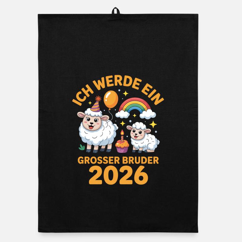 Ich werde ein grosser Bruder 2026 Schaf Lamm Organic Geschirrtuch