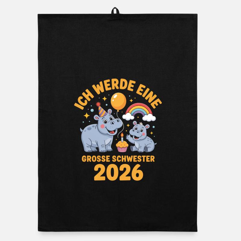 Ich werde eine grosse Schwester 2026 Hippo Organic Geschirrtuch
