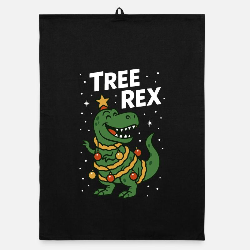 Tree Rex Funny Christmas Dinosaur Humor Organic dish towel