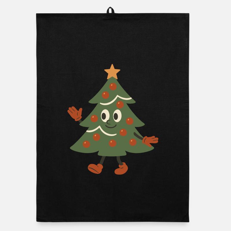 Funny Dancing Christmas Tree Holiday Festive Joy Organic dish towel