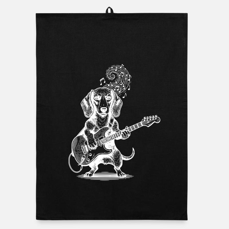 Dackel Gitarre spielender Hund Organic Geschirrtuch