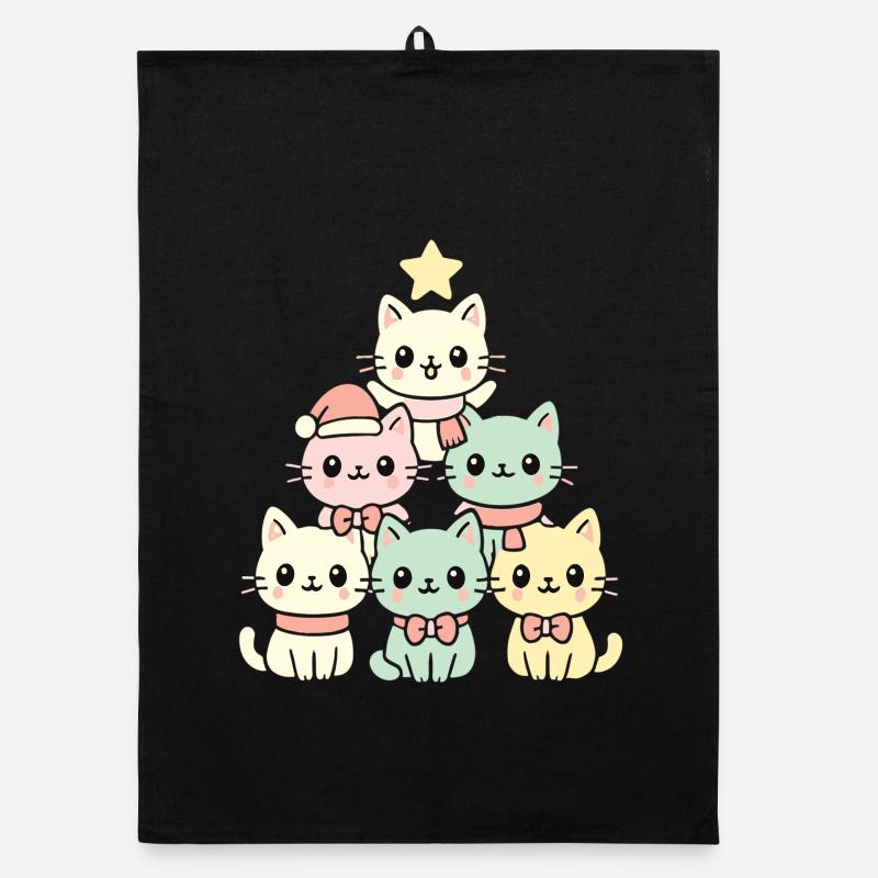 Arbre de Noël pour chats – Chats de Noël mignons Torchon bio