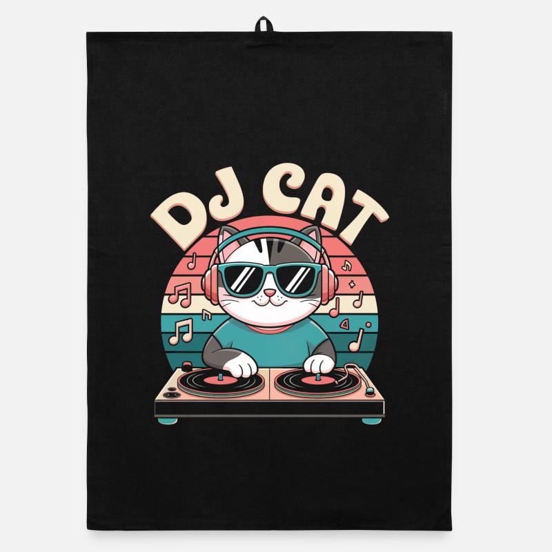 Lustige DJ Katze Organic Geschirrtuch
