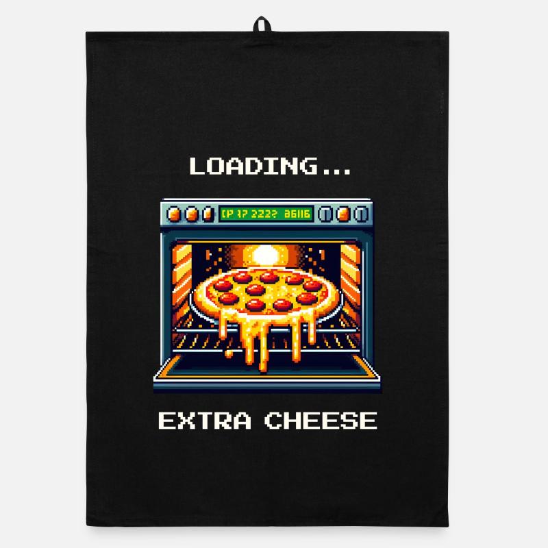 Loading... Extra Käse | Pizza Gaming Humor Organic Geschirrtuch