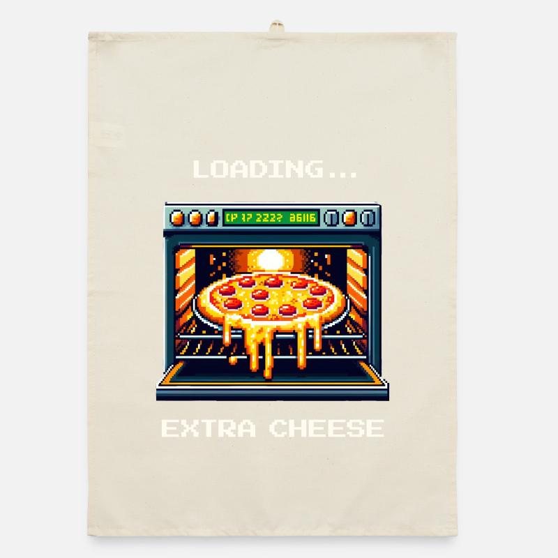 Loading... Extra Käse | Pizza Gaming Humor Organic Geschirrtuch