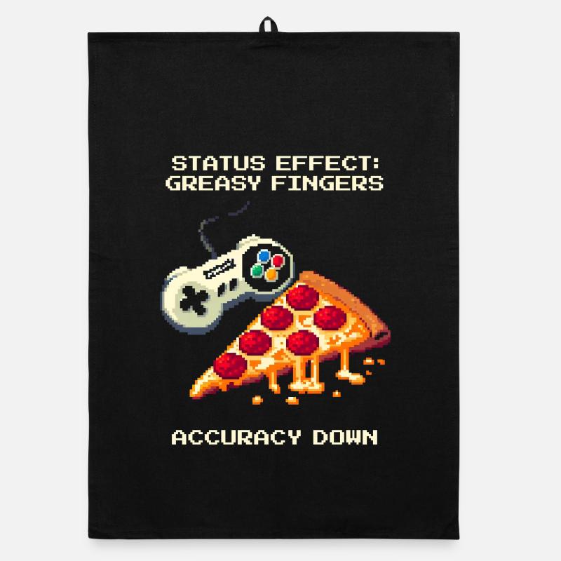Status Effect: Greasy Fingers | Pizza Aim Humor Organic dish towel