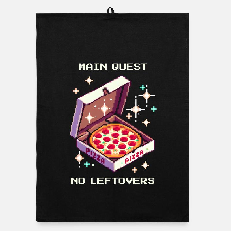 Main Quest: No Leftovers | Pizza RPG Humor Organic dish towel