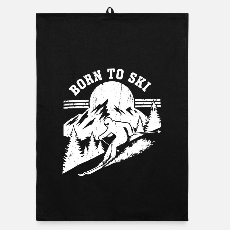 Né pour le ski Design Ski - Torchon bio - noir