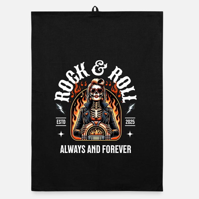 Rock and Roll Always and Forever Rockabilly 2025 Organic Geschirrtuch