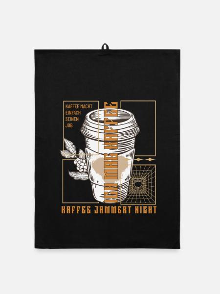 Kaffee Macht Einfach Seinen Job Retro - Organic Geschirrtuch - Schwarz - Vorne