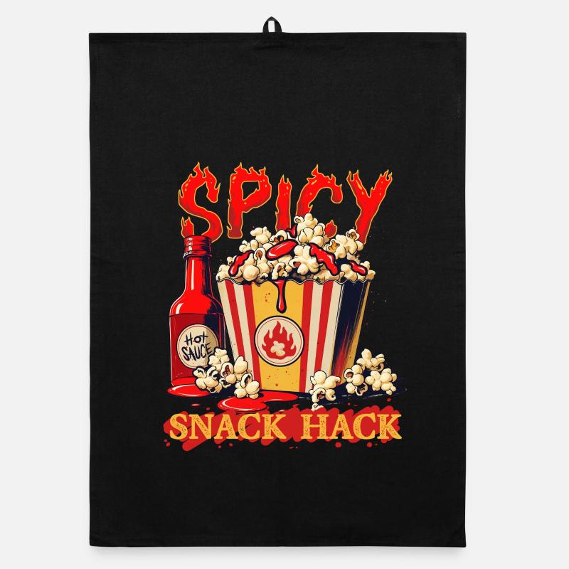 Popcorn Mit Chilli Soße - Organic Geschirrtuch - Schwarz