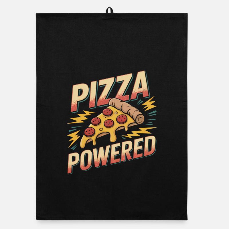 Pizza Powered - Retro Pizza Organic Geschirrtuch