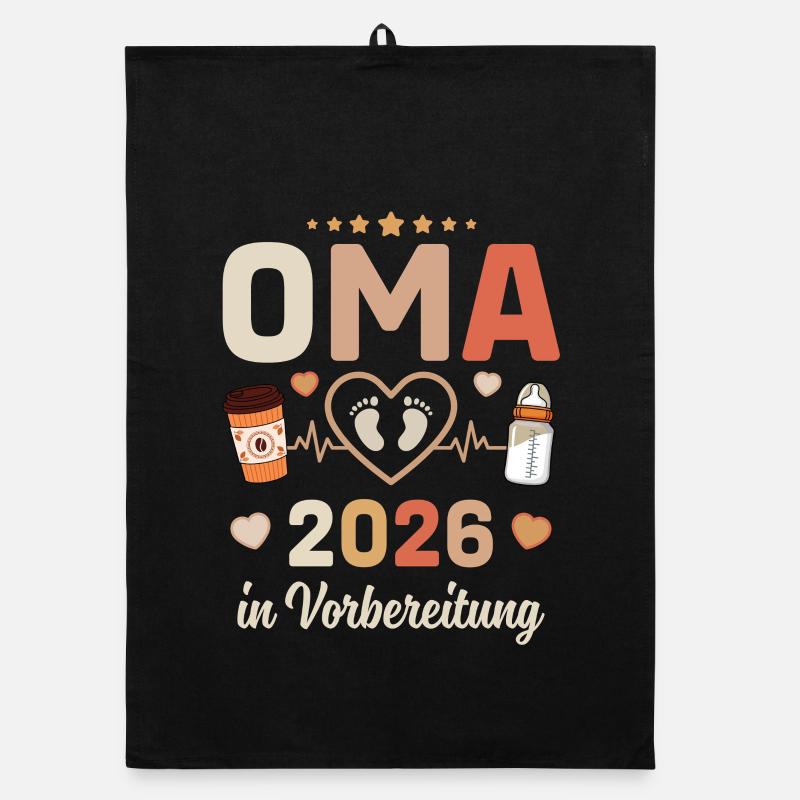 Oma 2026 In Vorbreitung Werdende Großmutter 2026 - Organic Geschirrtuch - Schwarz