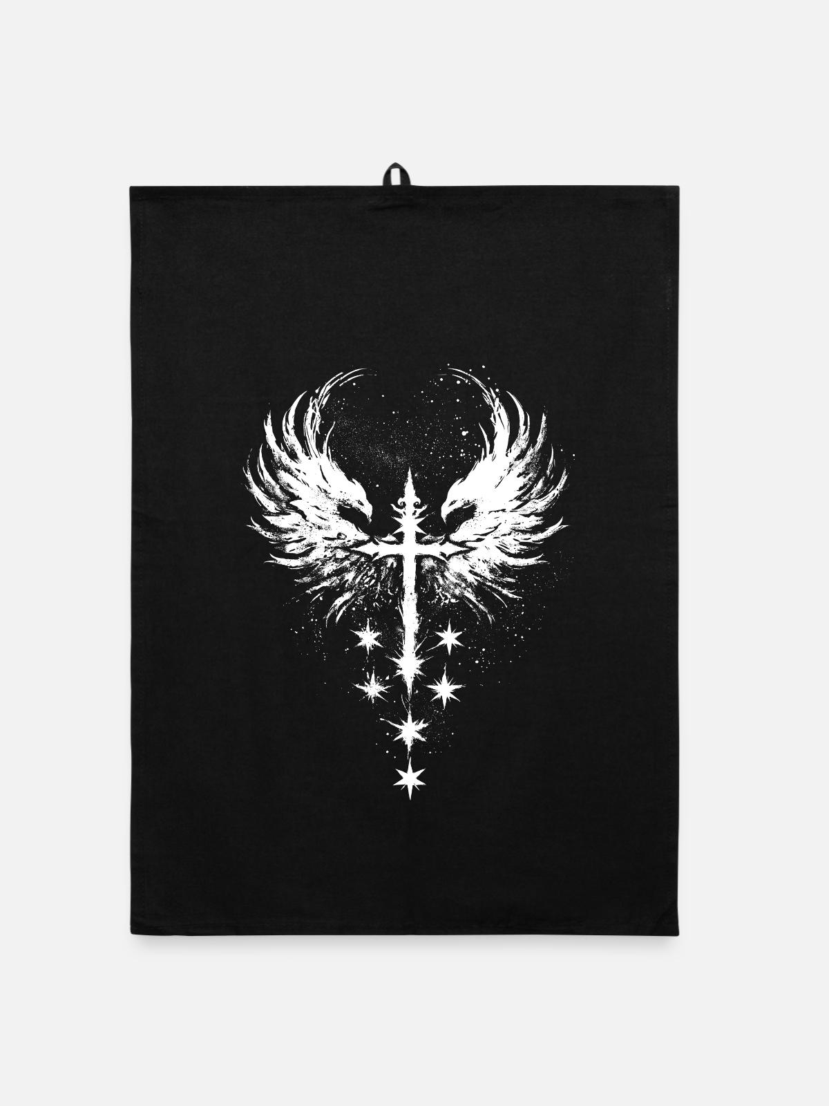 Goth Gothic Emo Kreuz - Organic Geschirrtuch - Schwarz - Vorne