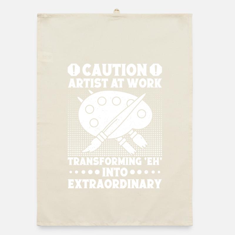 Funny Art Painter Caution Artist At Work Drawing Organic Geschirrtuch