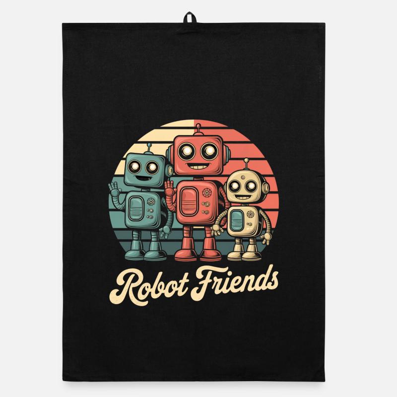 Retro Roboter - Robot Friends Organic Geschirrtuch