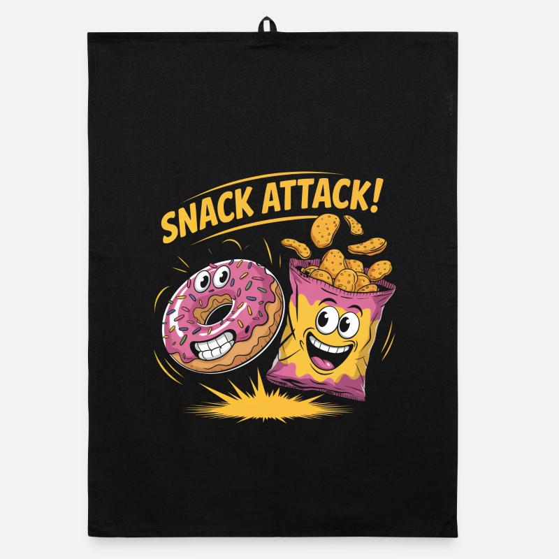 Retro Snacks - Organic Geschirrtuch - Schwarz