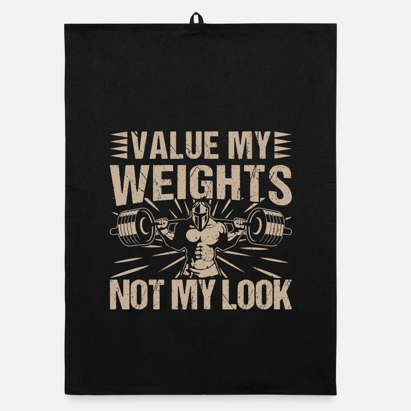 Fitness Motivation Bodybuilder Value Weights Not - Organic Geschirrtuch - Schwarz