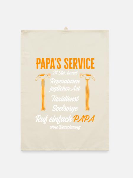 Papas Service Reparaturen 24h / Lustig Humor - Organic Geschirrtuch - Natur - Vorne