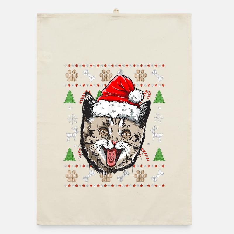 Pull Moche de Noël Chat Mignon idée Cadeau Joyeux Torchon bio