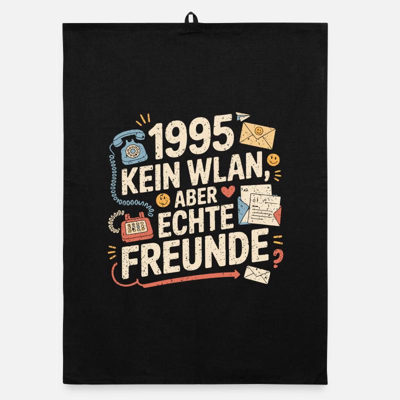 1995 Kein WLAN Aber Echte Freunde Organic Geschirrtuch